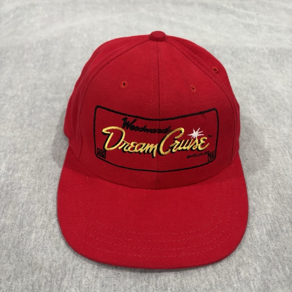 Vintage 1999 Woodward Dream Cruise Hat Red Embroidered Strapback Cap USA Made